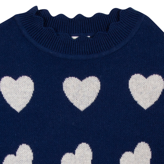 BONTON Mila Heart Sweater - Bleu Brut