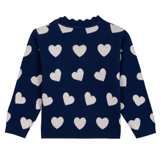 BONTON Mila Heart Sweater - Bleu Brut