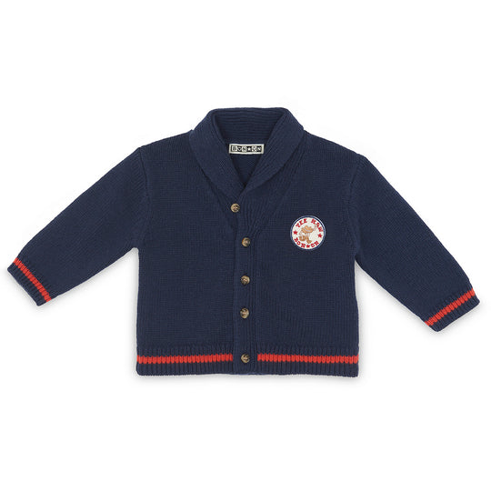 BONTON Hubert Collared Baby Cardigan - Bleu Brut