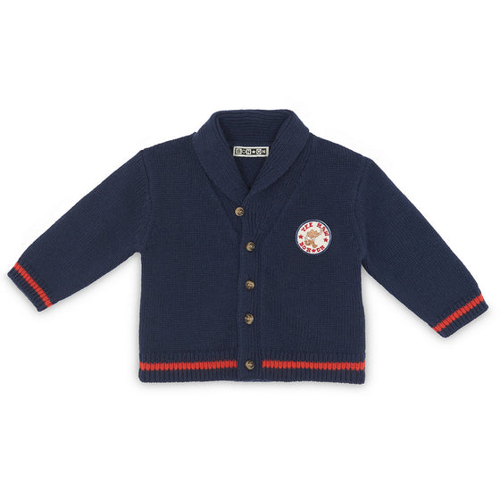 BONTON Hubert Collared Baby Cardigan - Bleu Brut