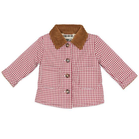 BONTON Marcel Gingham Baby Jacket - Red and White