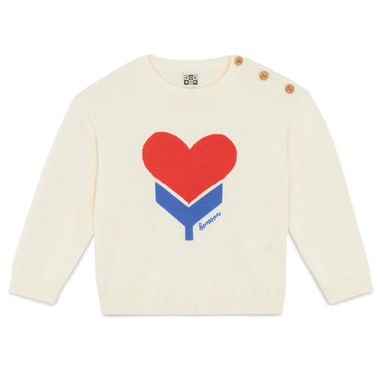 BONTON Misty Tulip Heart Sweater - Ecru