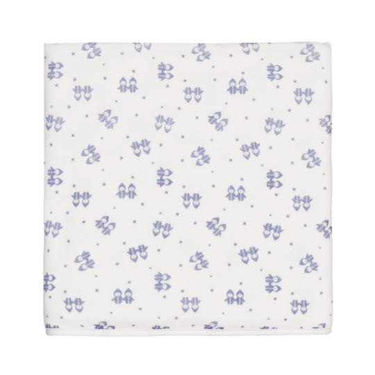 LES LUTINS Velour Swaddle Blanket - Medium Blue