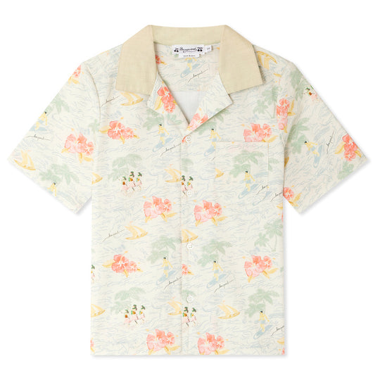 BONPOINT Steve Island Print Poplin Shirt