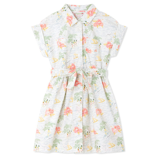BONPOINT Gisele Island Print Poplin Dress