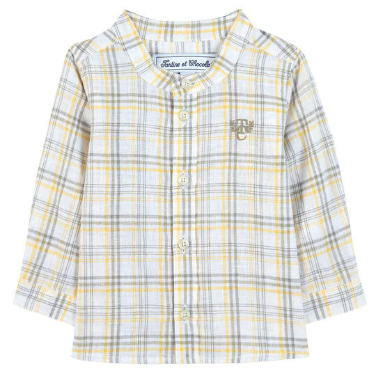 TARTINE ET CHOCOLAT Green Fern Checked Baby Shirt