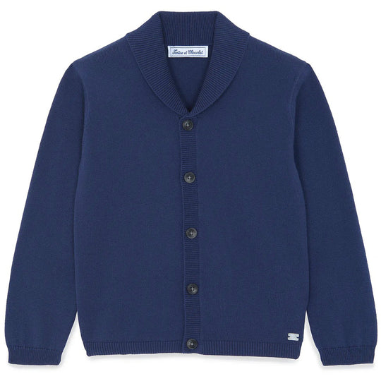 TARTINE ET CHOCOLAT Shawl Collar Knit Blazer - Navy