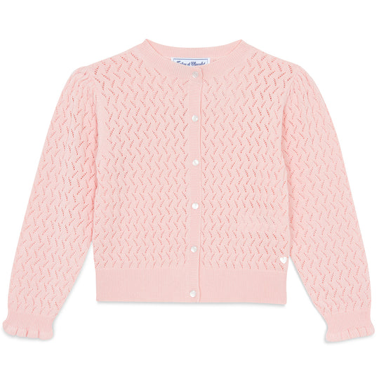 TARTINE ET CHOCOLAT Pale Rose Openwork Knit Cardigan