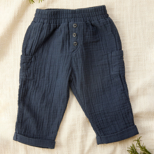 TARTINE ET CHOCOLAT Gauze Cotton Cargo Baby Pants
