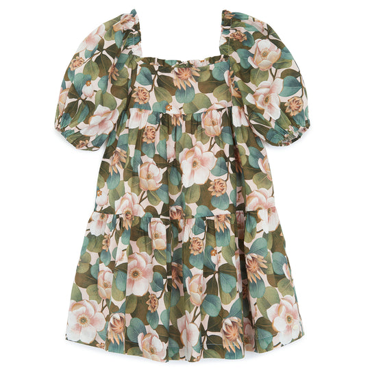 TARTINE ET CHOCOLAT Vintage Rose Puff-Sleeve Dress