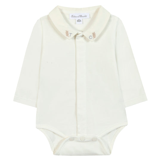 TARTINE ET CHOCOLAT LEAF EMBROIDERY DETAIL BODY - LIGHT GREY