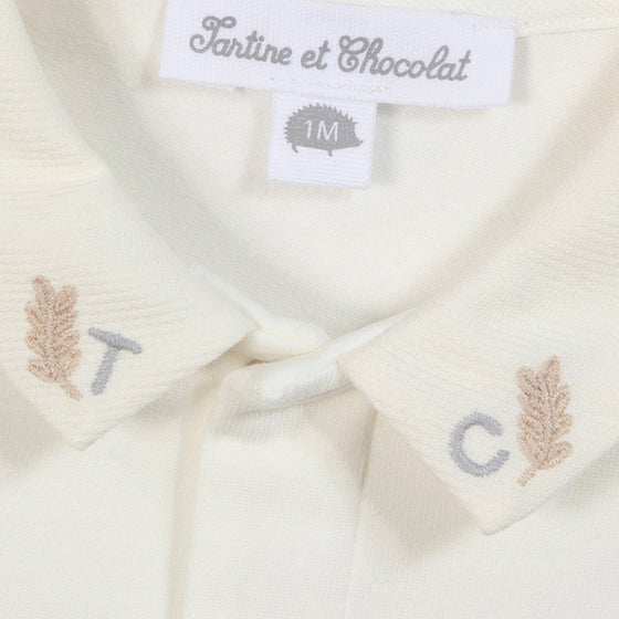 TARTINE ET CHOCOLAT LEAF EMBROIDERY DETAIL BODY - LIGHT GREY