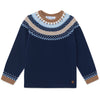 TARTINE ET CHOCOLAT WOOL ROUND NECK SWEATSHIRT - MARINE AND BROWN