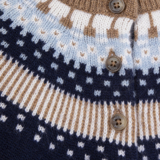 TARTINE ET CHOCOLAT WOOL ROUND NECK SWEATSHIRT - MARINE, BROWN AND LIGHT BLUE