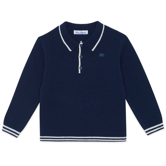 TARTINE ET CHOCOLAT WOOL SWEATSHIRT WITH NECK - MARINE