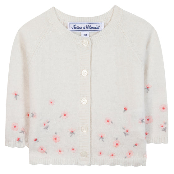TARTINE ET CHOCOLAT PETALS CARDIGAN - NACRE