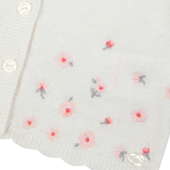 TARTINE ET CHOCOLAT PETALS CARDIGAN - NACRE