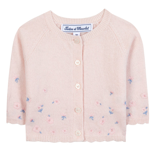 TARTINE ET CHOCOLAT PETALS CARDIGAN - LIGHT PINK