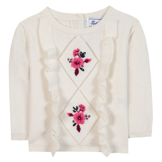 TARTINE ET CHOCOLAT FLOWER SWEATSHIRT - NACRE AND PINK