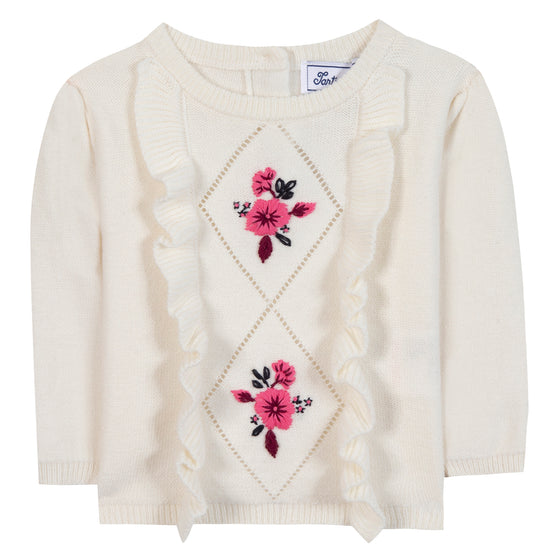TARTINE ET CHOCOLAT FLOWER SWEATSHIRT - NACRE AND PINK