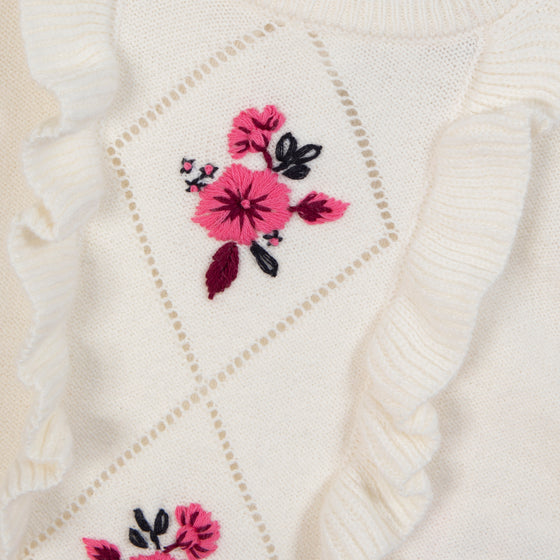 TARTINE ET CHOCOLAT FLOWER SWEATSHIRT - NACRE AND PINK