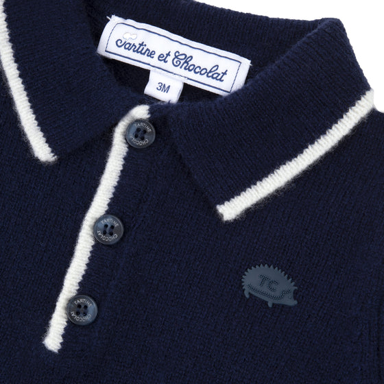 TARTINE ET CHOCOLAT WOOL HEDGEHOG SWEATSHIRT - MARINE