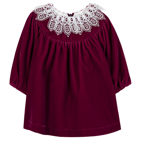 TARTINE ET CHOCOLAT DRESS WITH LACE COLLAR - RHODODENDRON