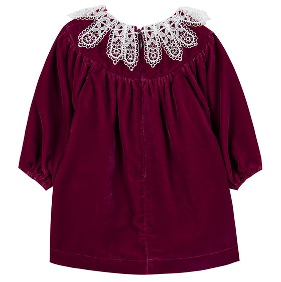 TARTINE ET CHOCOLAT DRESS WITH LACE COLLAR - RHODODENDRON