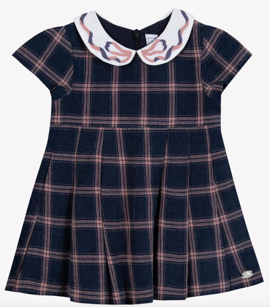TARTINE ET CHOCOLAT COTON PLAID DRESS - MYOSOTIS