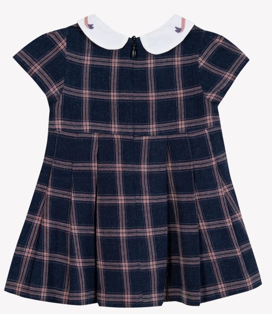 TARTINE ET CHOCOLAT COTON PLAID DRESS - MYOSOTIS