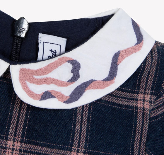 TARTINE ET CHOCOLAT COTON PLAID DRESS - MYOSOTIS