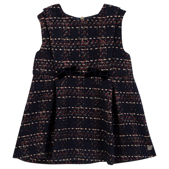 TARTINE ET CHOCOLAT BABY SLEEVELESS PLAID DRESS - MARINE