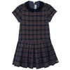 TARTINE ET CHOCOLAT SHORT SLEEVED CHECKED DRESS - MARINE