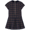 TARTINE ET CHOCOLAT SHORT SLEEVED CHECKED DRESS - MARINE