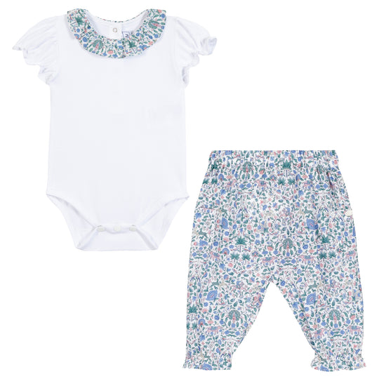 TARTINE ET CHOCOLAT Liberty Pants Baby Set - Blue Fleur