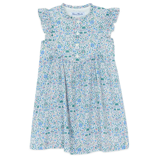 TARTINE ET CHOCOLAT Liberty Button Dress - Blue Fleur