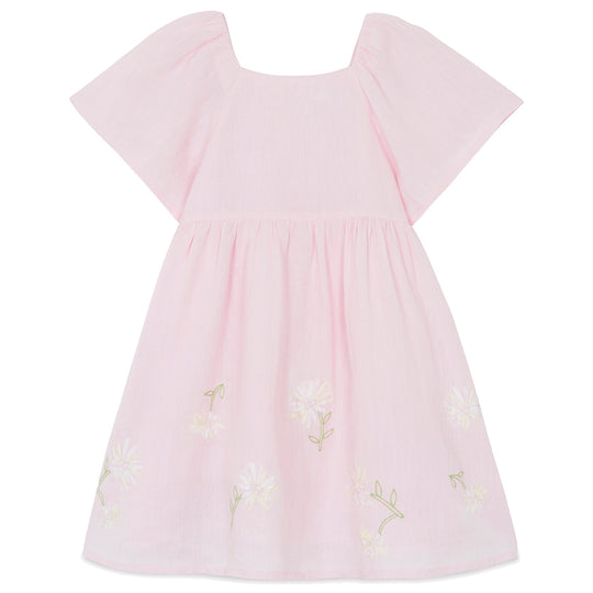 TARTINE ET CHOCOLAT Embrodiered Linen Flutter Dress