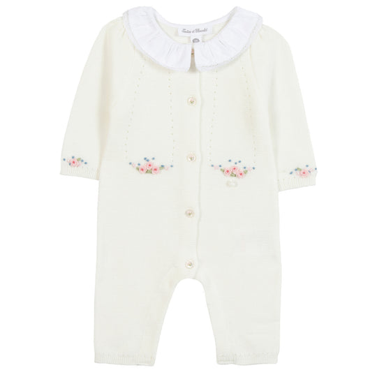 TARTINE ET CHOCOLAT Knit Floral Baby Jumpsuit