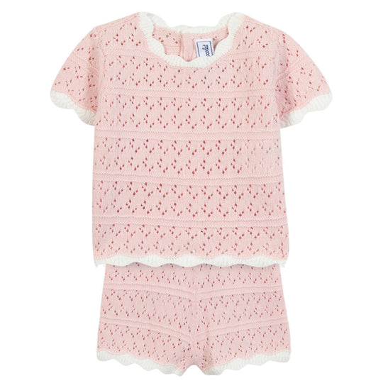 TARTINE ET CHOCOLAT Light Knit Baby Set - Rose Pale