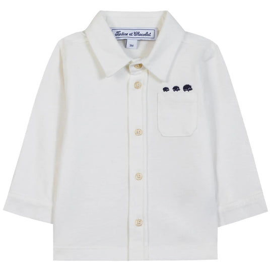 TARTINE ET CHOCOLAT Classic Cotton Baby Shirt - Nacre
