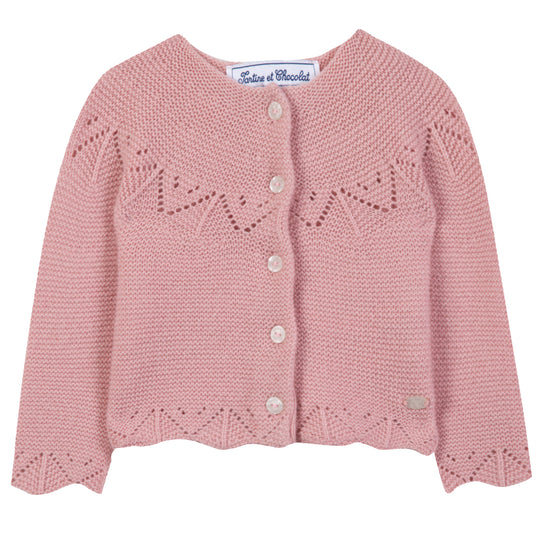 TARTINE ET CHOCOLAT Openwork Baby Cardigan - Blush