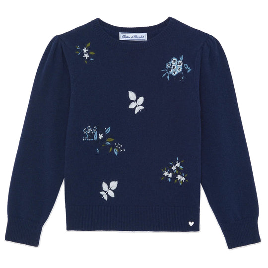 TARTINE ET CHOCOLAT Floral Fields Sweater - Marine