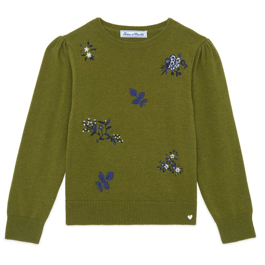 TARTINE ET CHOCOLAT Floral Fields Sweater - Olive