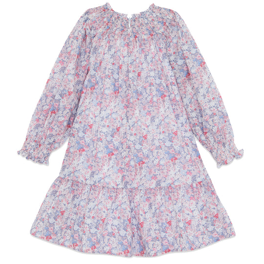 TARTINE ET CHOCOLAT Liberty Smocked Dress - Gris Moyen Chiné