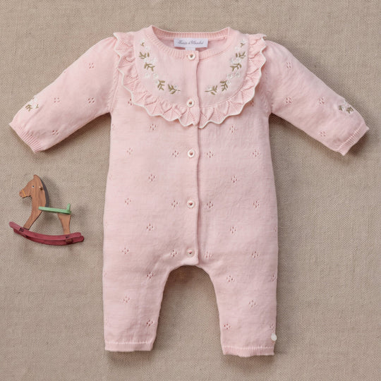 TARTINE ET CHOCOLAT Embroidered Knit Jumpsuit - Dragée