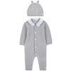 TARTINE ET CHOCOLAT Polar Knit Jumpsuit & Hat - Grey