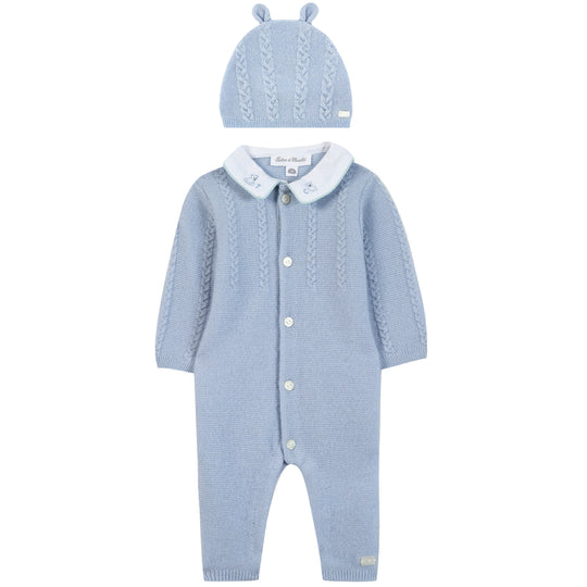 TARTINE ET CHOCOLAT Polar Knit Jumpsuit & Hat - Bleu
