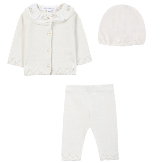 TARTINE ET CHOCOLAT Delicate Knit Baby Set - Nacre