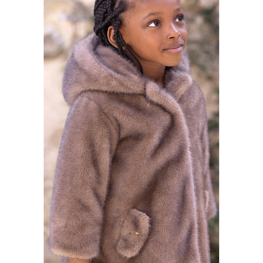 TARTINE ET CHOCOLAT Faux Fur Dress Coat - Chataigne