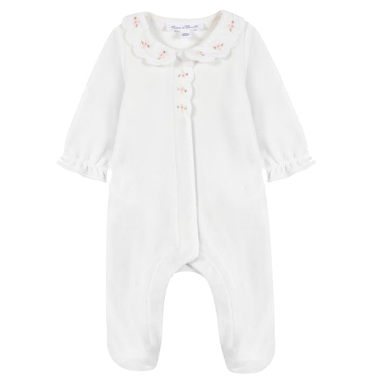 TARTINE ET CHOCOLAT Embroidered Footed Pajamas - Nacre